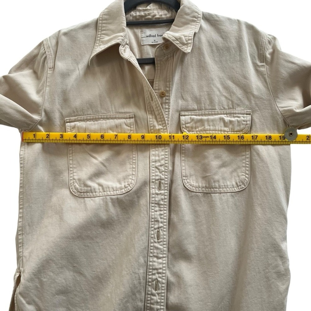 Wilfred Free Aritzia Beige Cotton Linen Utility Button Down Shirt XS 76182 - Picture 9 of 11